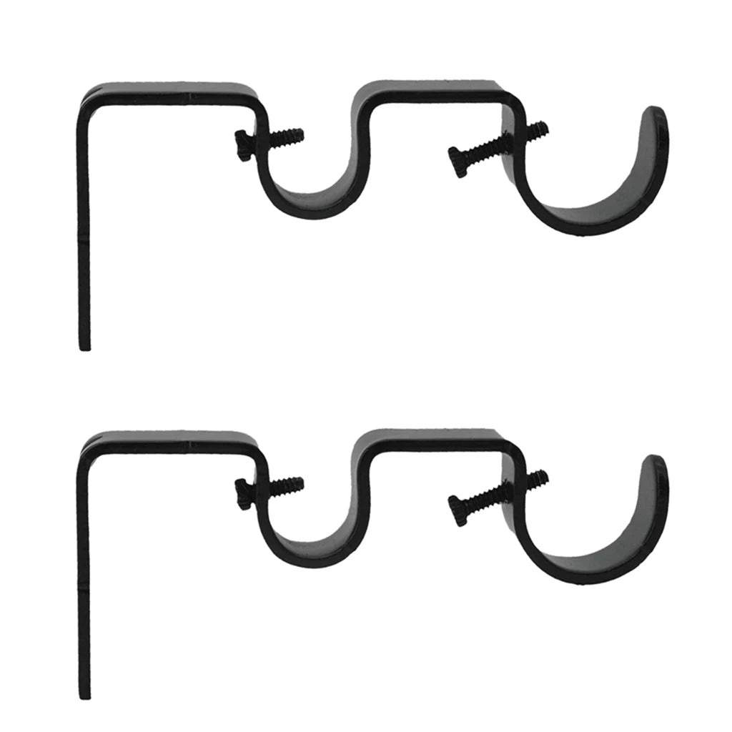 2Pcs Double Curtain Rod Brackets Holders