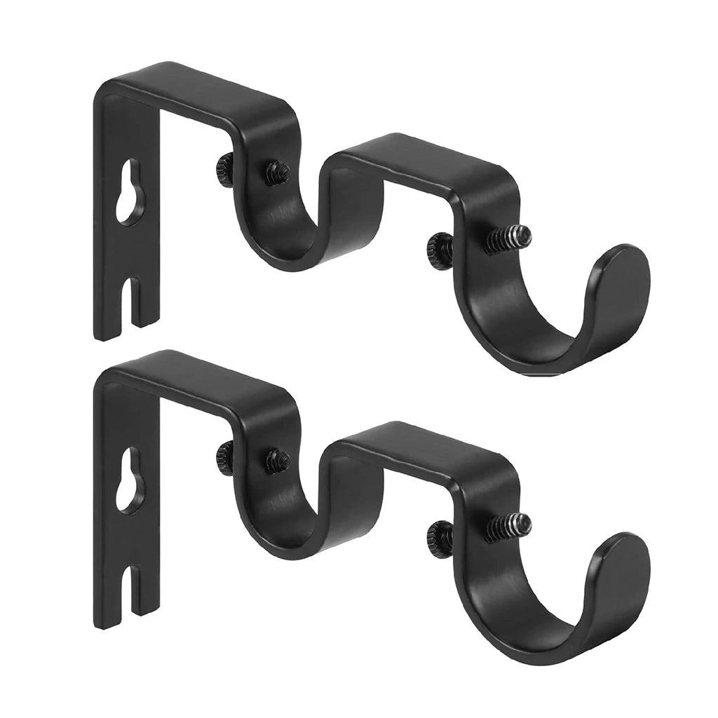 2Pcs Double Curtain Rod Brackets Holders