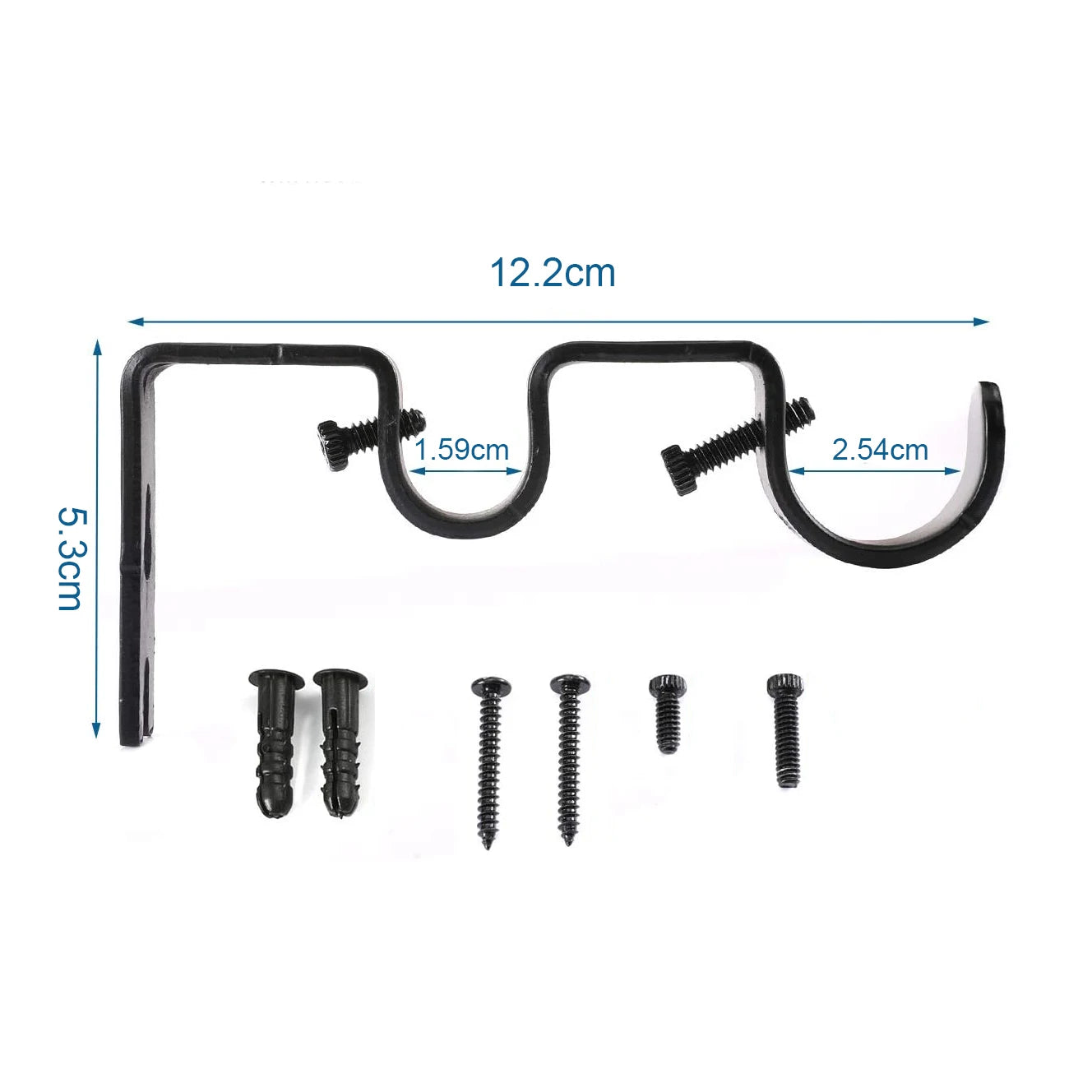 2Pcs Double Curtain Rod Brackets Holders
