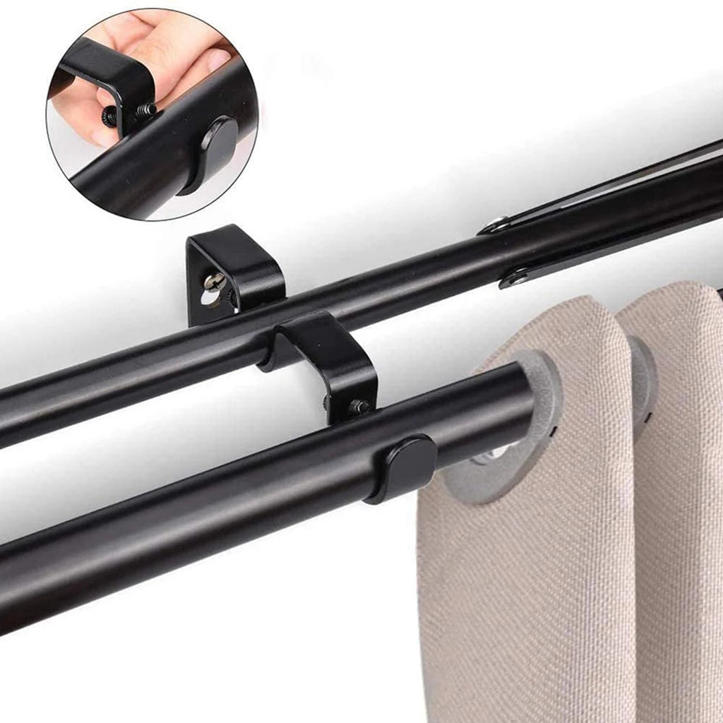 2Pcs Double Curtain Rod Brackets Holders