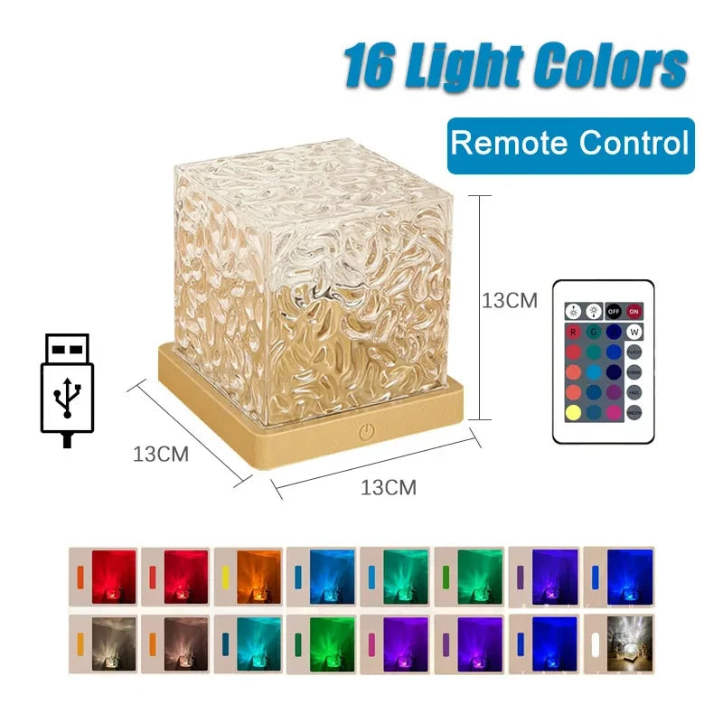 Dynamic Rotating Water Ripple Projector Night Light