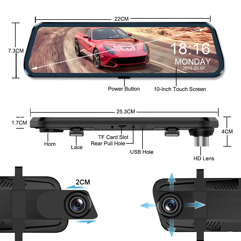 Car Video Recorder Rearview mirror Dash Cam