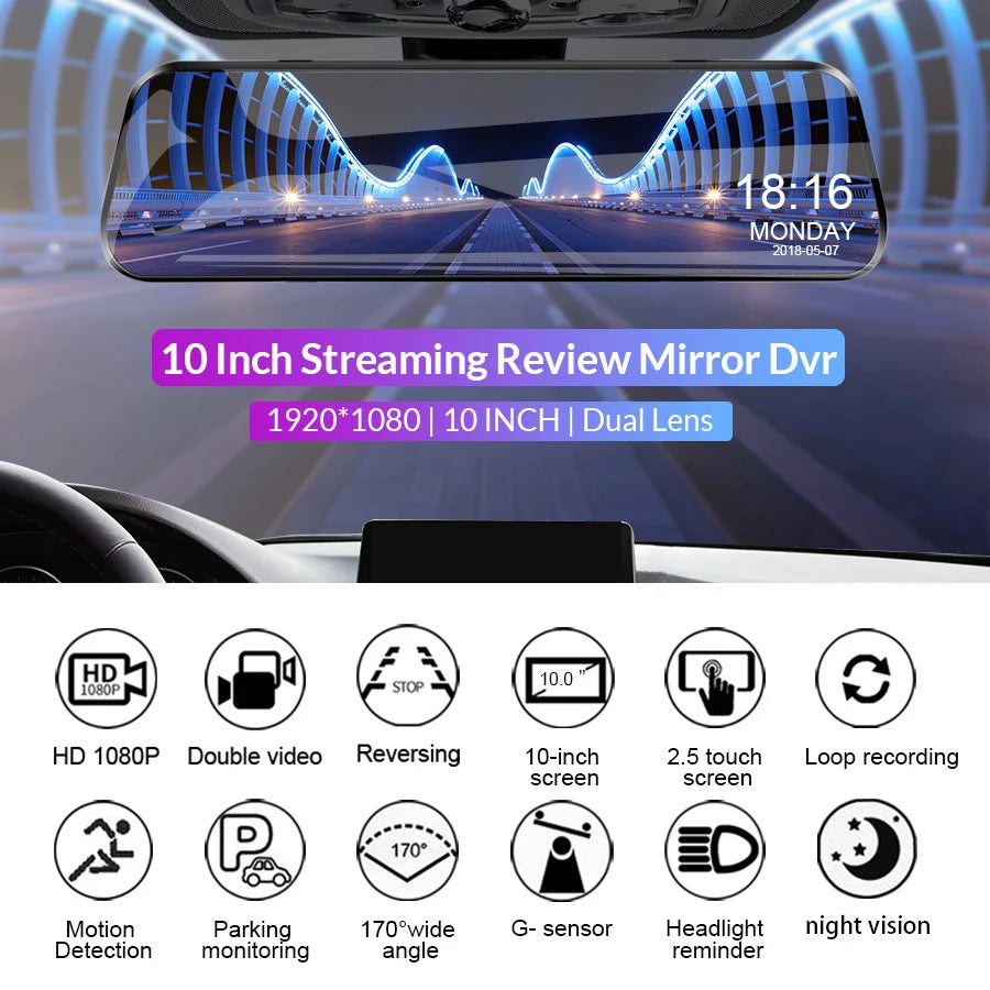 Car Video Recorder Rearview mirror Dash Cam