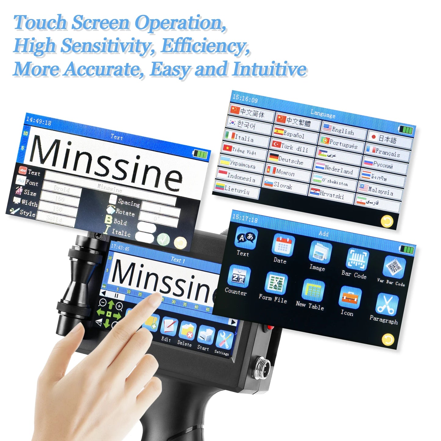 12.7mm Handheld Inkjet Printer for QR Barcode