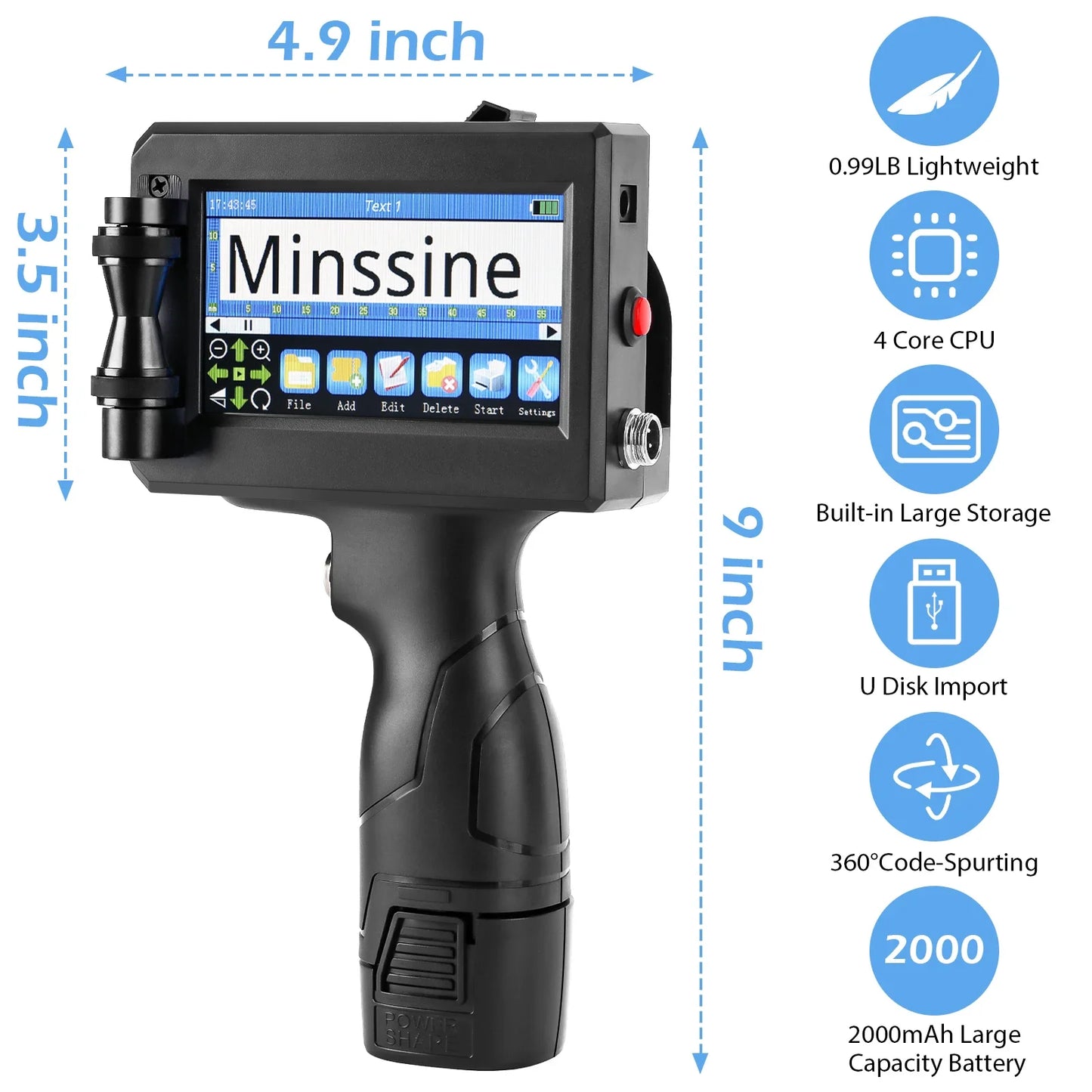 12.7mm Handheld Inkjet Printer for QR Barcode