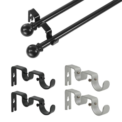 2Pcs Double Curtain Rod Brackets Holders
