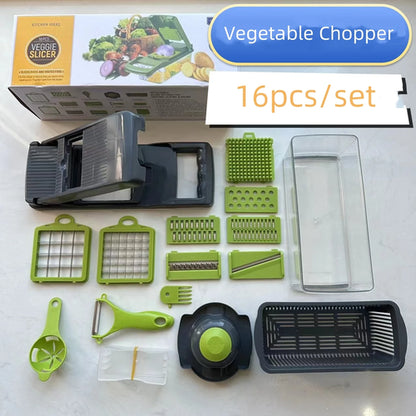 14pcs/Set Vegetable Chopper Multifunctional Fruit Slicer Manual Food