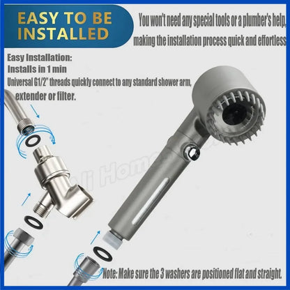 4 Spray Modes Massage Shower Head