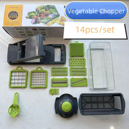 14pcs/Set Vegetable Chopper Multifunctional Fruit Slicer Manual Food
