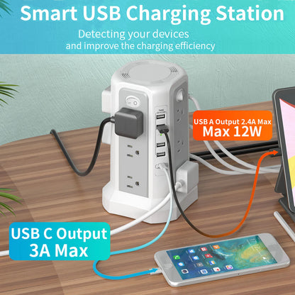 10FT Extension Cord with 12 AC Outlets